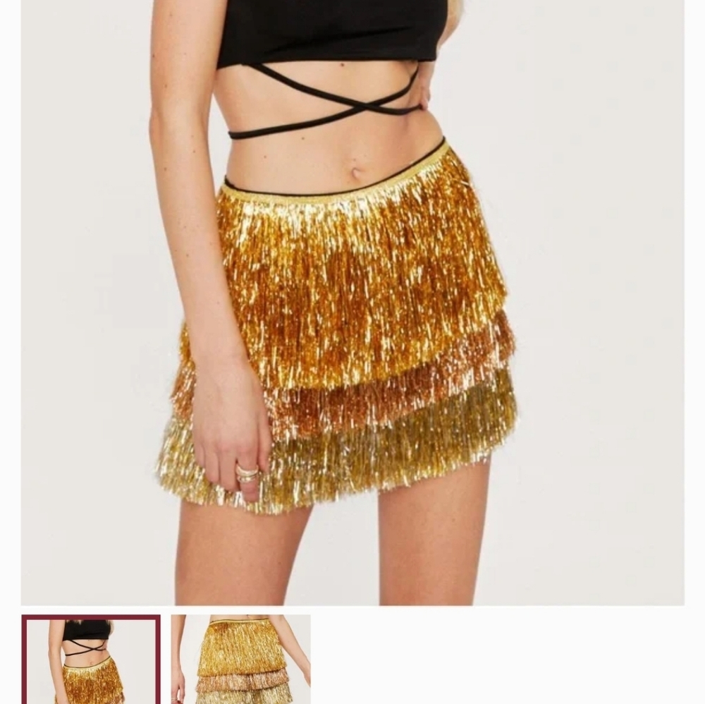 Fringe Ombre Gold Skort NWT